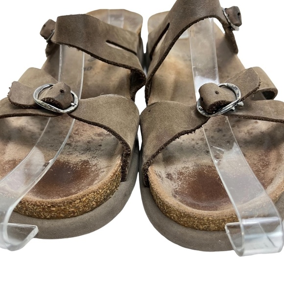 MEPHISTO Taupe Brown Genuine Leather Sandals Slides Flip Flops Casual Shoes 40 - Picture 2 of 16